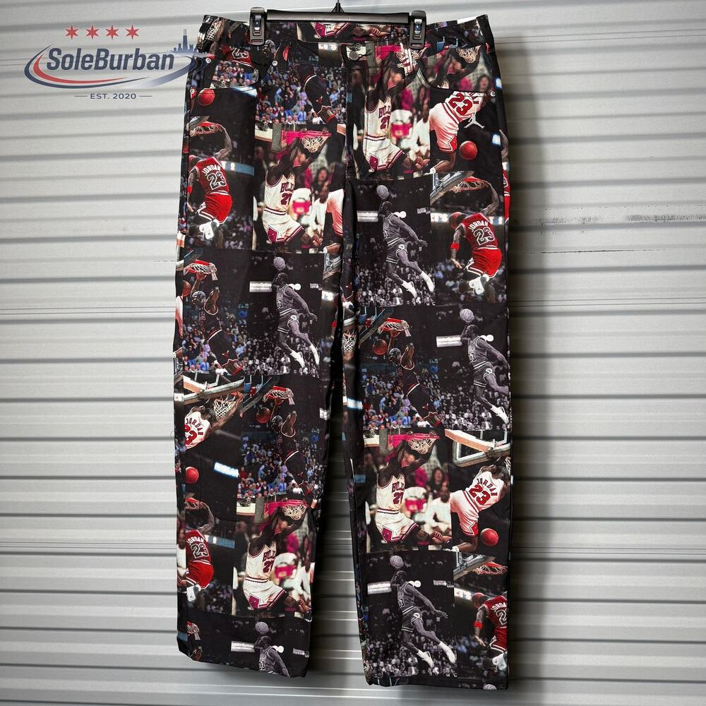 Jordan Flight Woven Pants All Over Print Mens Size 38 IQ5238-010 NWT